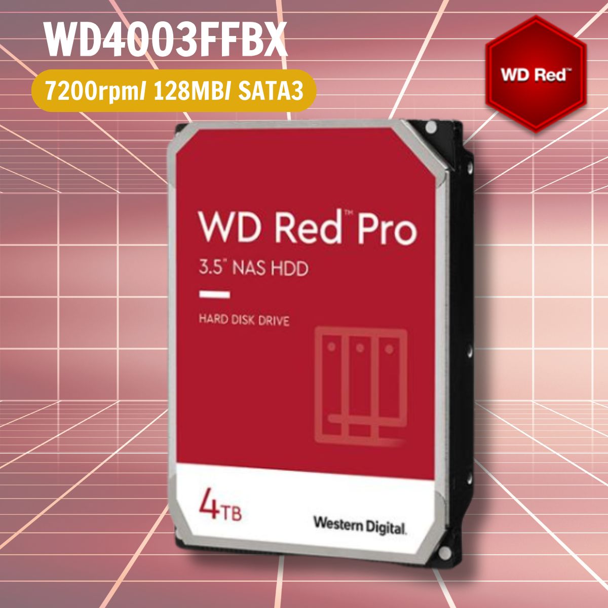 Ổ cứng nas Western Digital Red Pro 4TB WD4003FFBX 3.5" SATA 3/ 128MB Cache/ 7200RPM