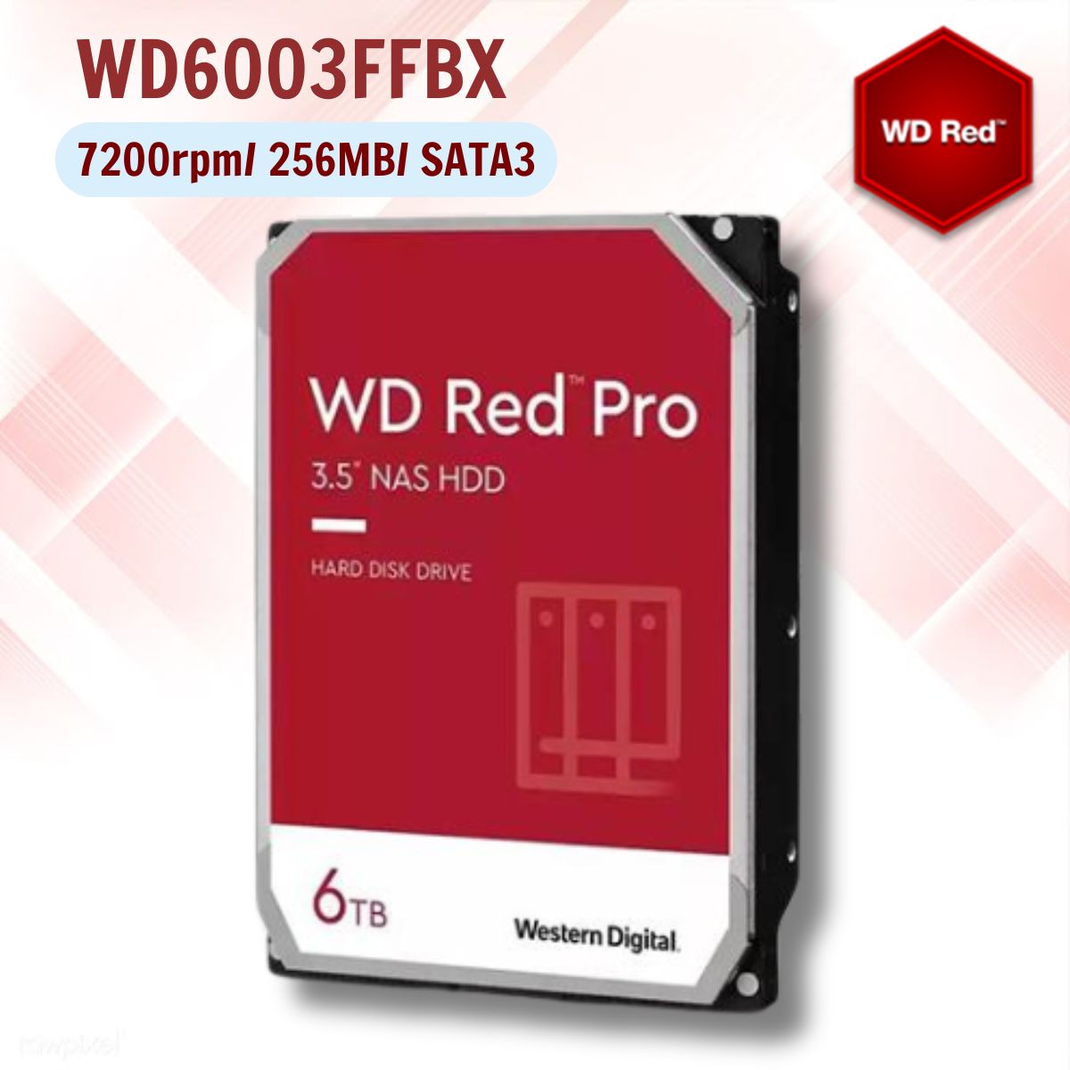 Ổ cứng nas Western Digital Red Pro 6TB WD6003FFBX 3.5" SATA 3/ 256MB Cache/ 7200RPM