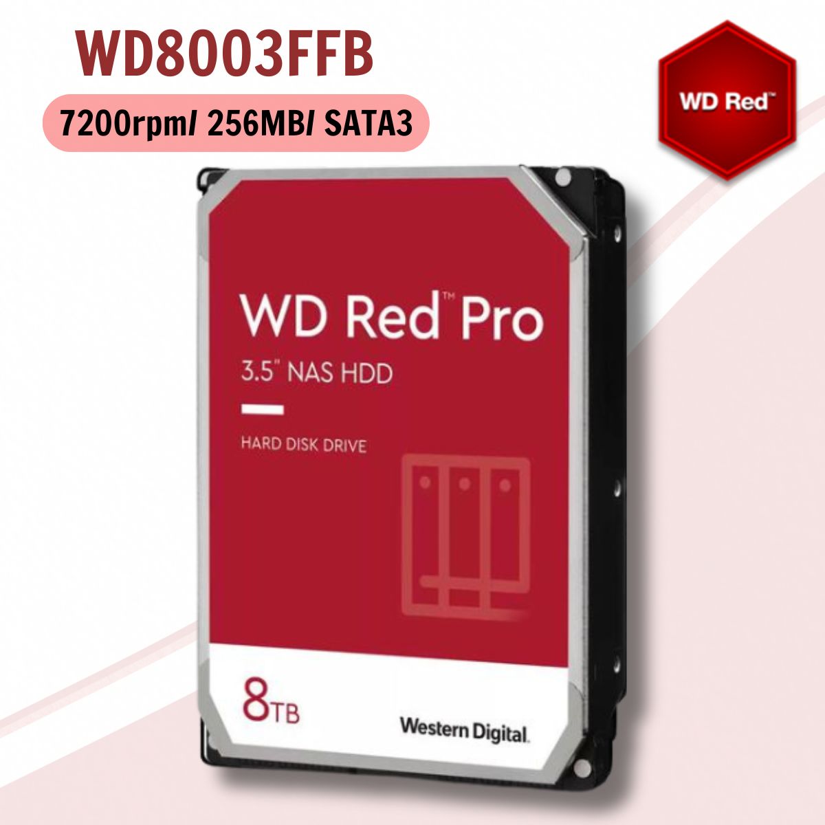 Ổ cứng nas Western Digital Red Pro 8TB WD8003FFB 3.5" SATA 3/ 128MB Cache/ 7200RPM