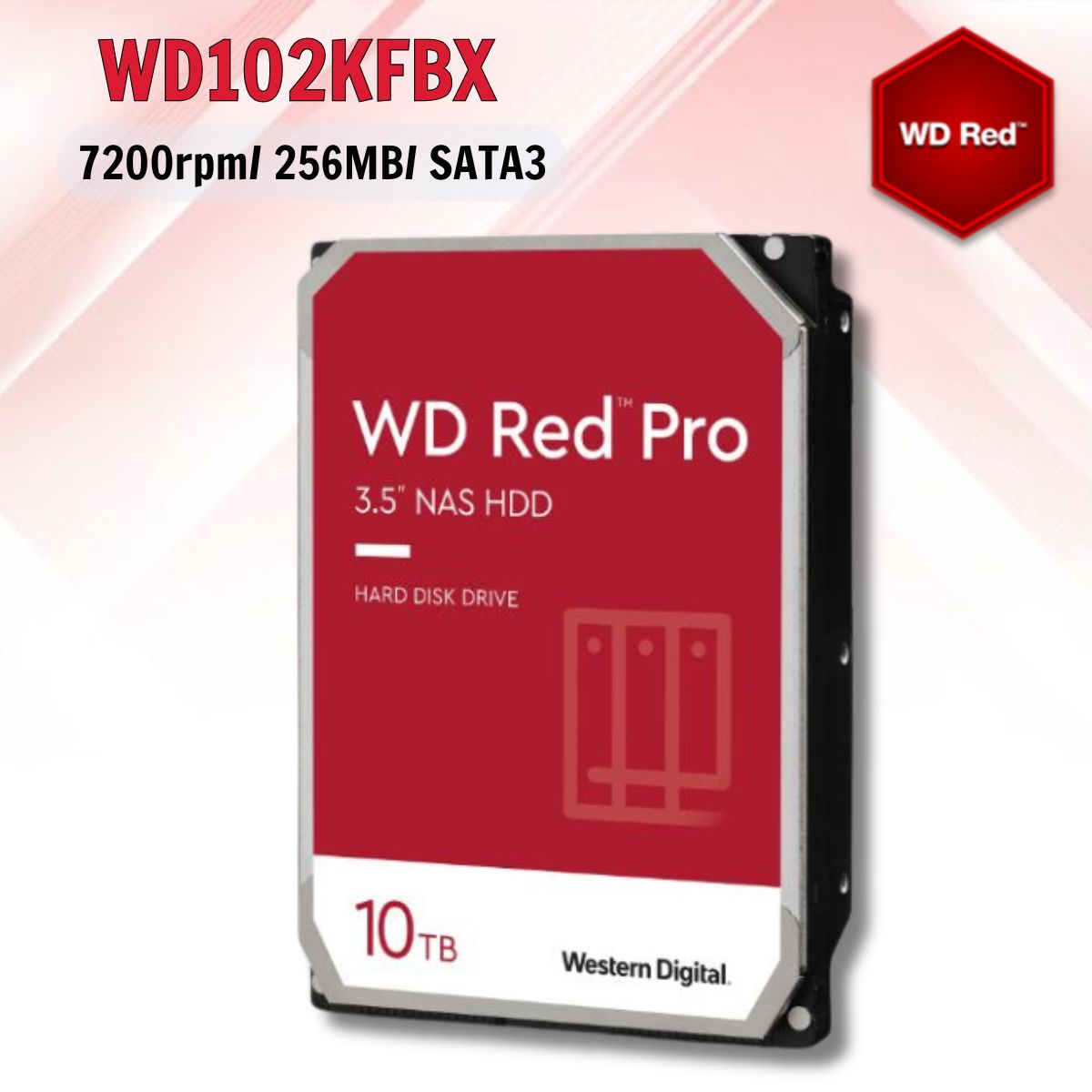Ổ cứng Western Digital Red Pro 10TB WD102KFBX 3.5" SATA 3/ 256MB Cache/ 7200RPM