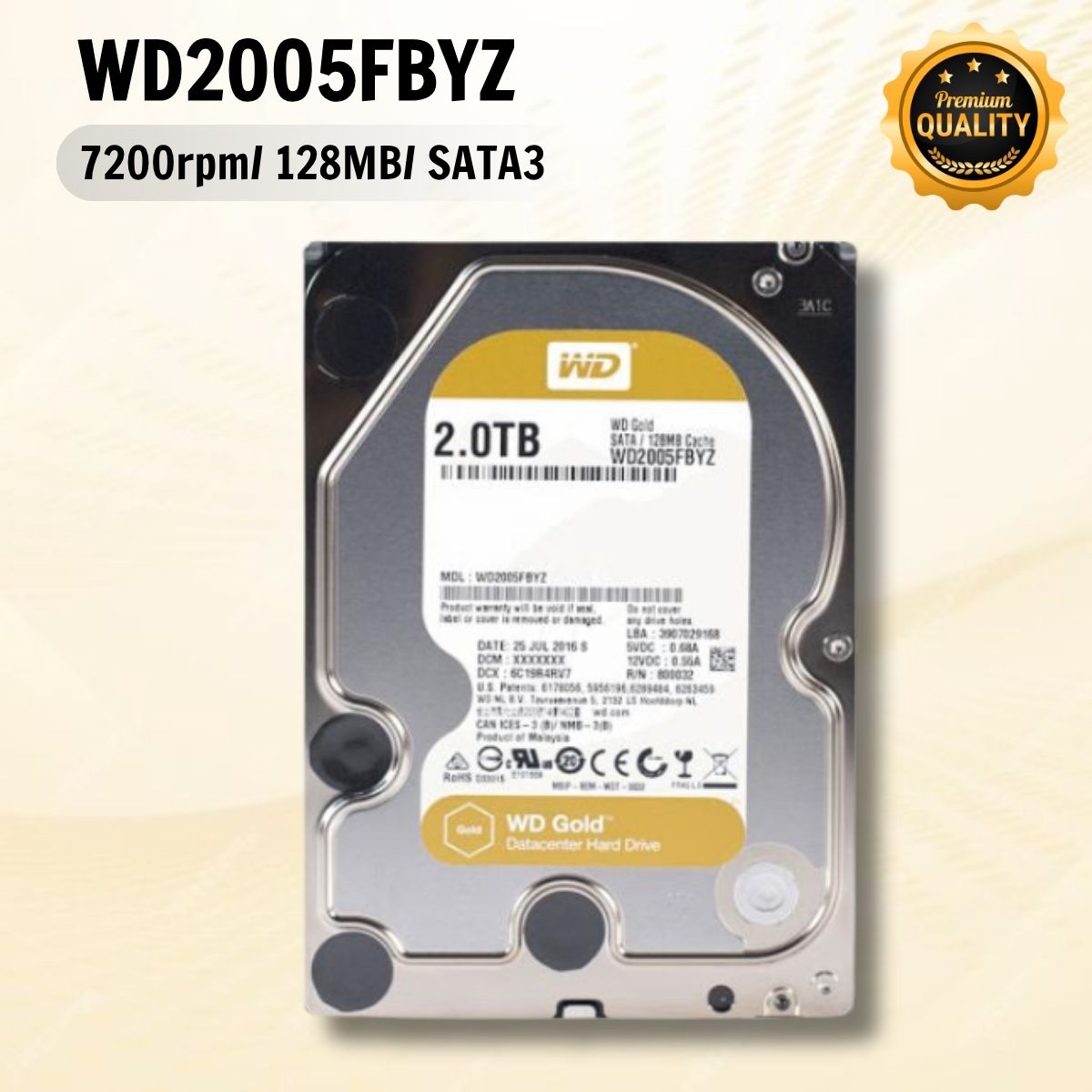 Ổ cứng server Western Digital Enterprise Gold 2TB WD2005FBYZ /3.5"/Sata3/128MB/7200RPM