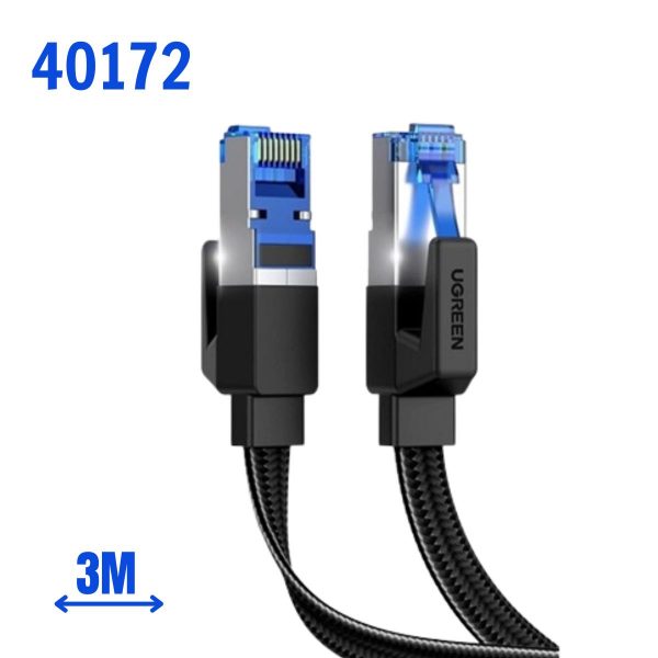 Cáp mạng CAT8 đúc sẵn dẹt dài 3M tốc độ 40Gbps 2000Mhz 26AWG U/FTP Ugreen 40172 cao cấp