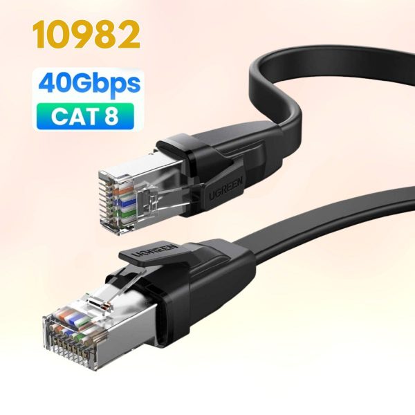 Cáp mạng đúc sẵn dẹt Cat8 U-FTP 30AWG 2000Mhz Ugreen 10982 dài 3M Tốc độ truyền 40Gbps cao cấp