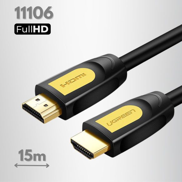 Cáp HDMI 1.4 Ugreen 11106 Màu vàng 15m Hỗ trợ phân giải 4K*2K HD101, Đầu nối mạ vàng 24K