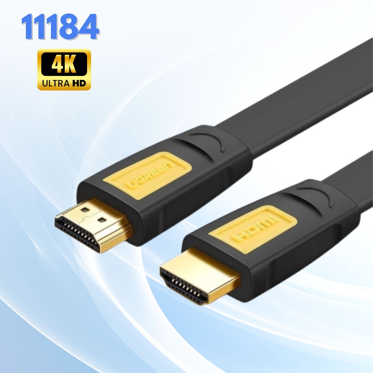 Cáp tín hiệu HDMI chuẩn 1.4 Ugreen 11184 1.5M Màu vàng Hỗ trợ phân giải 4K*2K cáp dẹt HD101