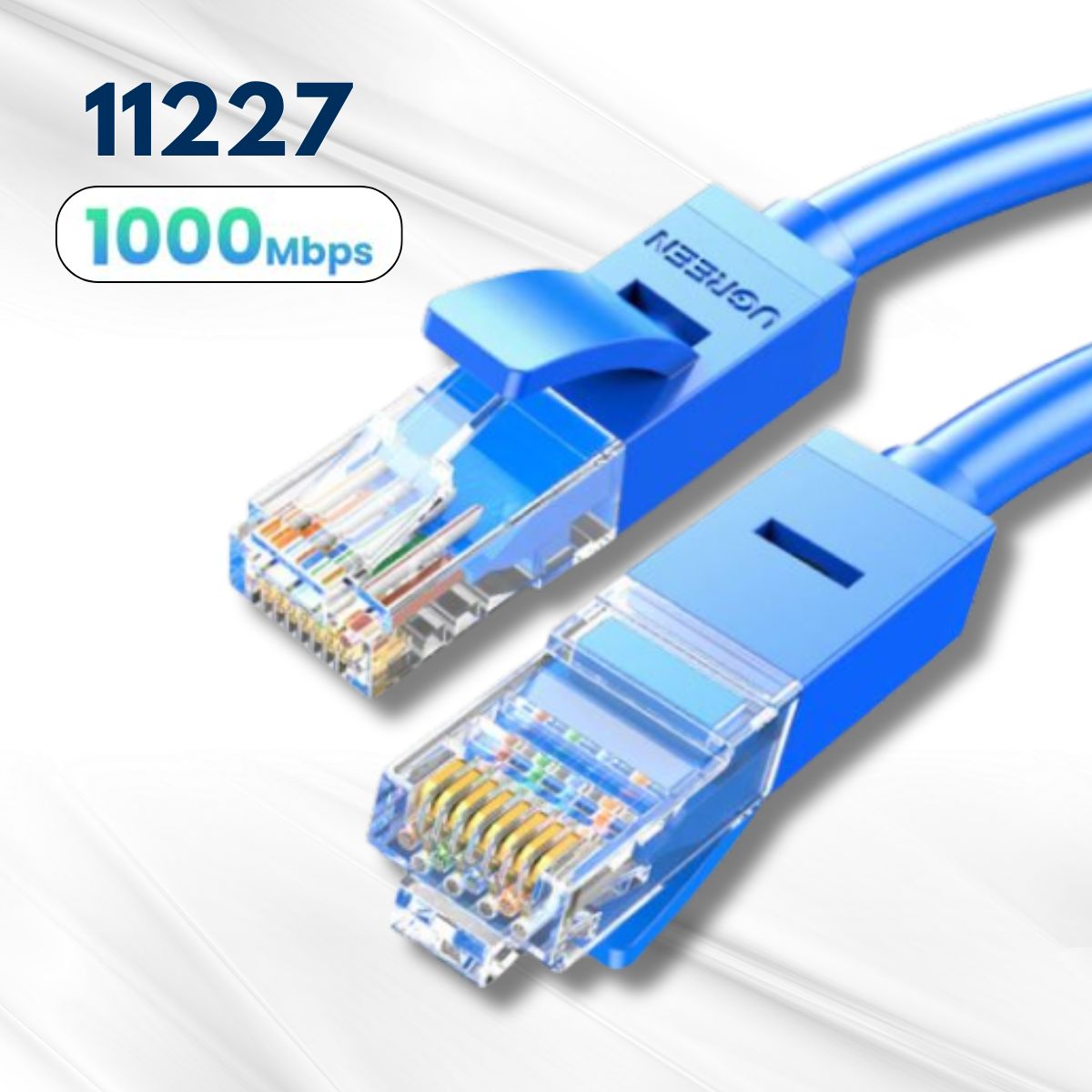 Cáp mạng đúc sẵn Cat6 80m Ugreen 11227 màu xanh, Cáp mạng LAN CAT6 NW102 chính hãng