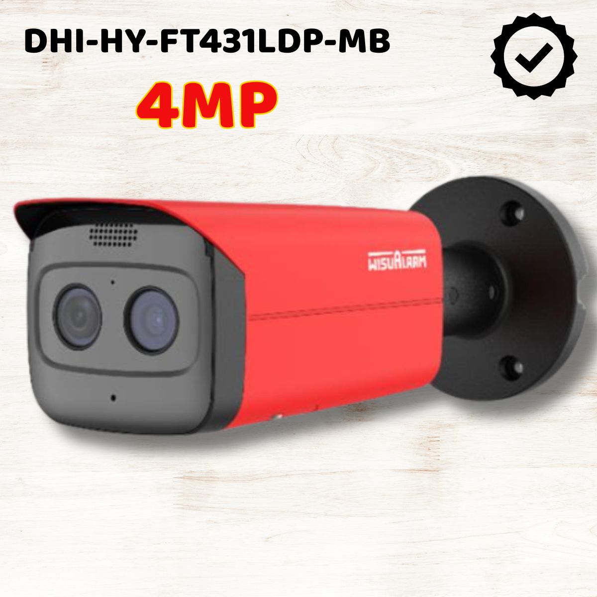 Camera báo cháy Wisualarm DHI-HY-FT431LDP-MB 4MP, Phát hiên lửa 10m, Cảnh báo âm thanh & ánh sáng, Hỗ Trợ H.265, H264