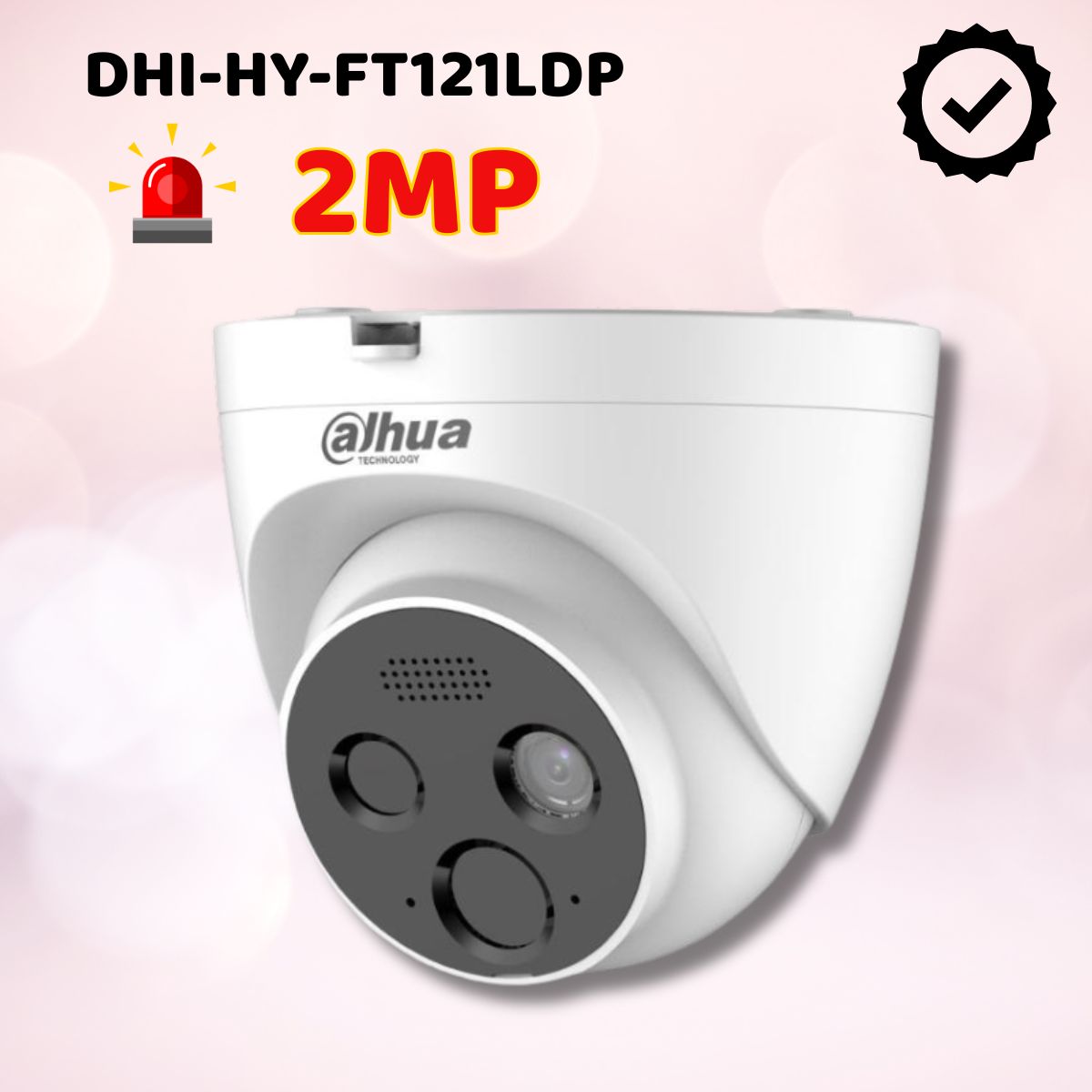 Camera báo cháy Dahua DHI-HY-FT121LDP 2MP Phiên bản chuẩn PAL, Phát hiện lửa 10m, Độ phân giải 1920 × 1080@25fps, Báo động
