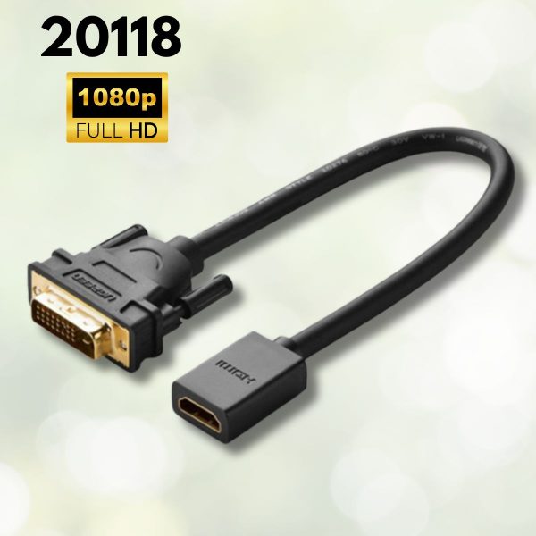 Đầu chuyển đổi DVI 24+1 sang HDMI âm Ugreen 20118 Màu đen, Hỗ trợ độ phân giải 1080p