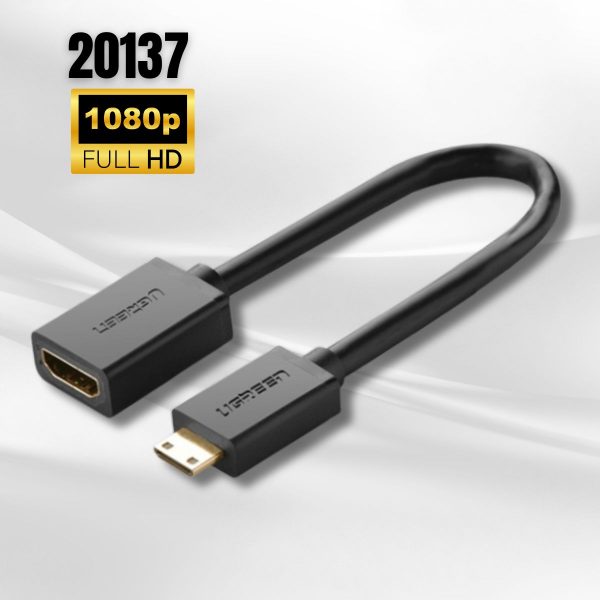Đầu chuyển đổi Mini HDMI sang HDMI âmUgreen 20137 màu đen, dài 20cm , Chống oxi hoá & han rỉ