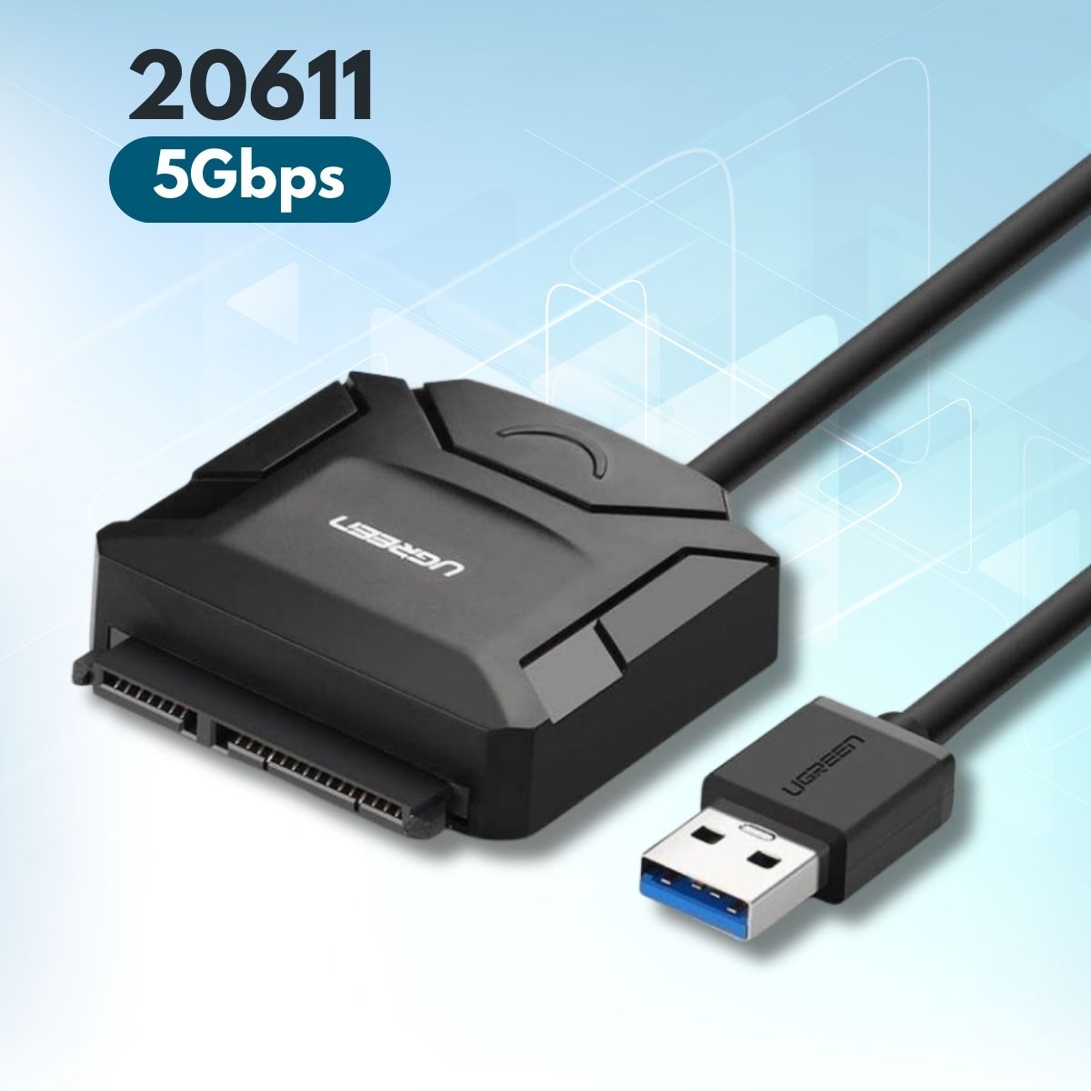 Cáp USB 3.0 to SATA HDD 2,5 và 3,5 Converter Ugreen 20611, Hỗ trợ 5Gbps, Kèm nguồn 12V