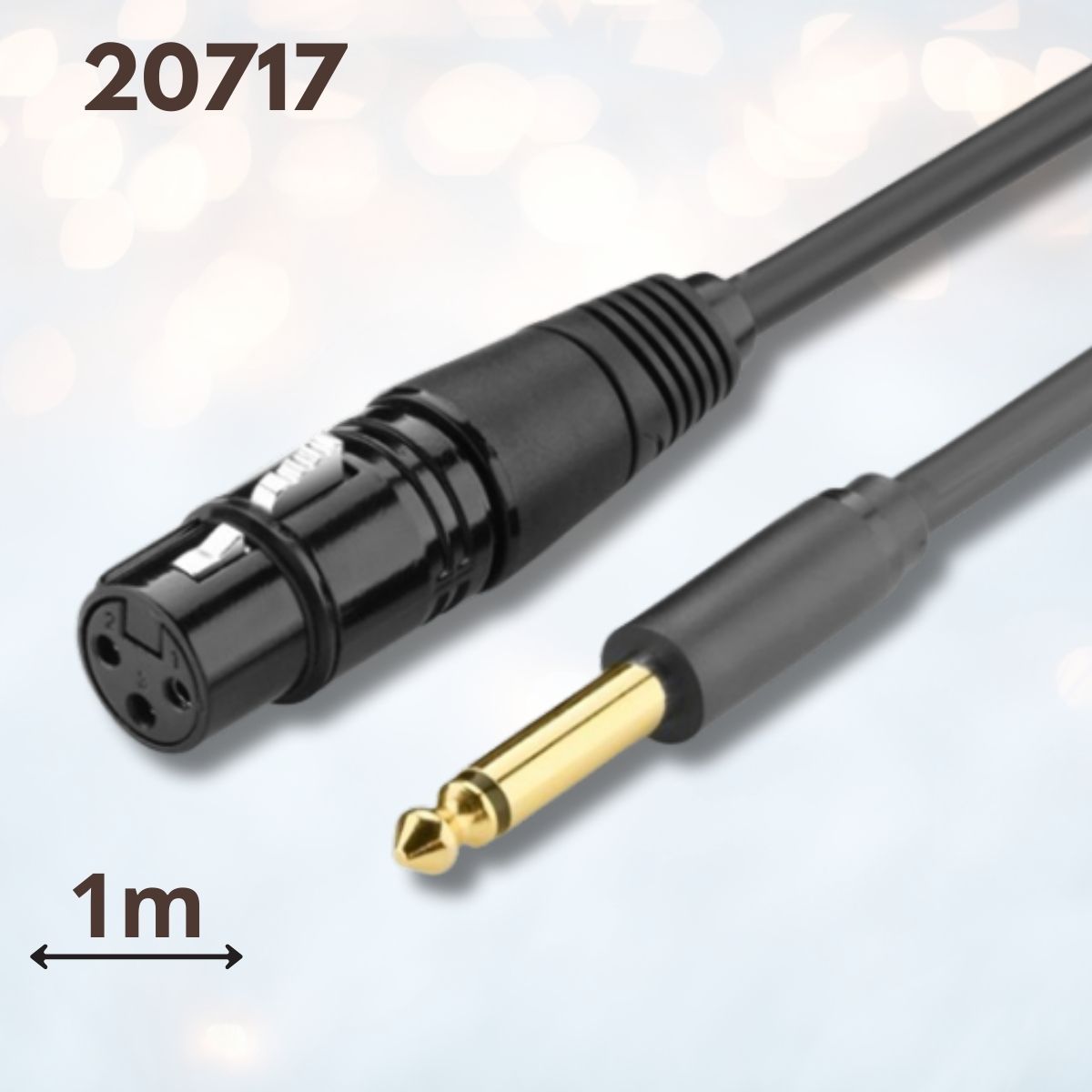 Cáp âm thanh 6.5mm sang Canon âm Ugreen 20717 1m màu đen, Lõi đồng, Đầu nối mạ vàng
