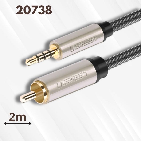 Cáp âm thanh số Coaxial 2m Ugreen 20738 màu xám, đầu nối mạ vàng chính hãng