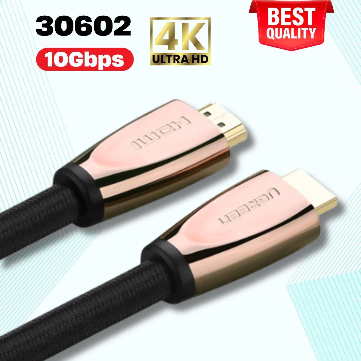Cáp HDMI 2.0 Ugreen 30602 dài 1.5m, Hỗ trợ 10Gbps 3D 4K Ethernet vỏ nilon bện