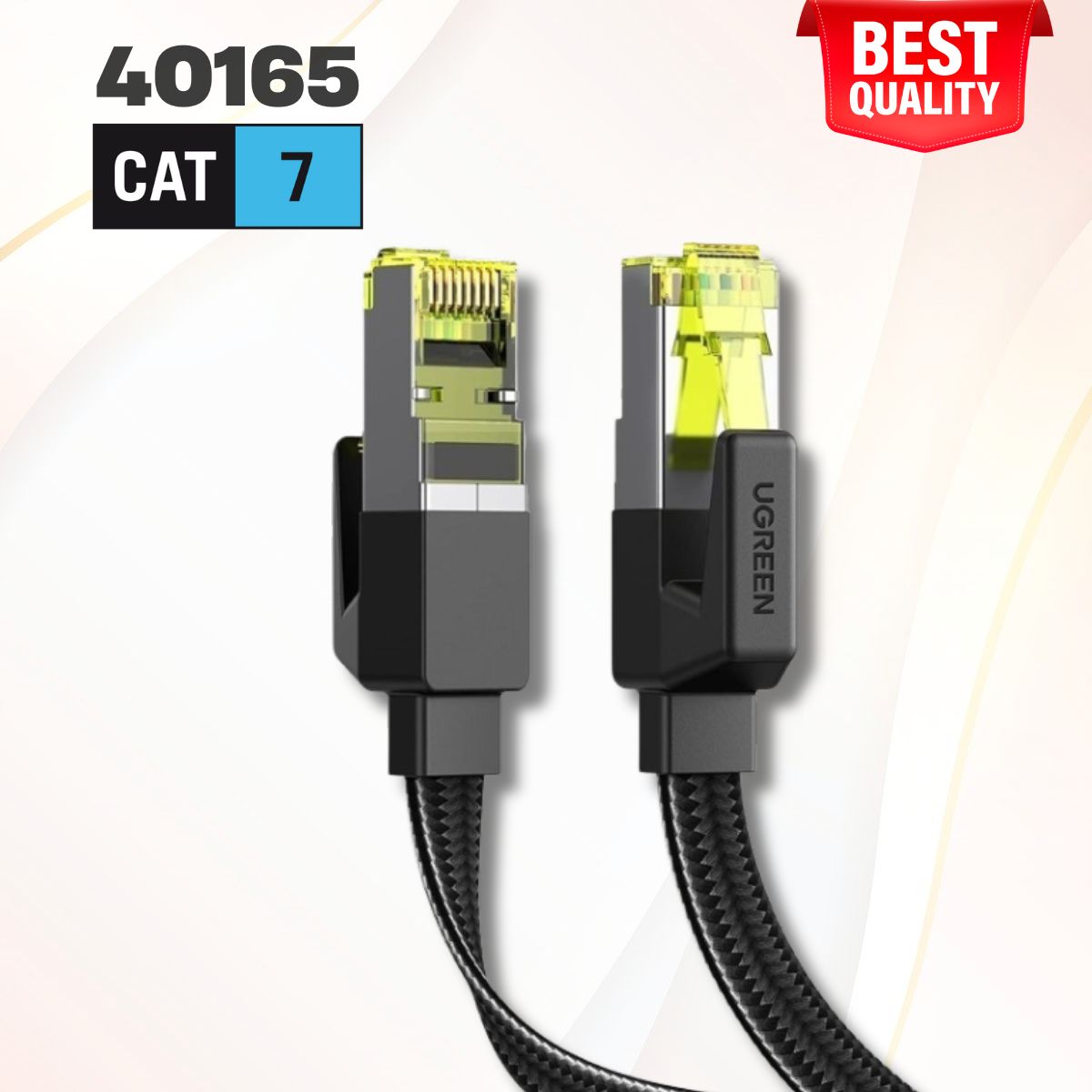Cáp mạng CAT7 đúc sẵn dài 10M Ugreen 40165, tốc độ 10Gbps 600Mhz 30AWG U/FTP Dây dẹt