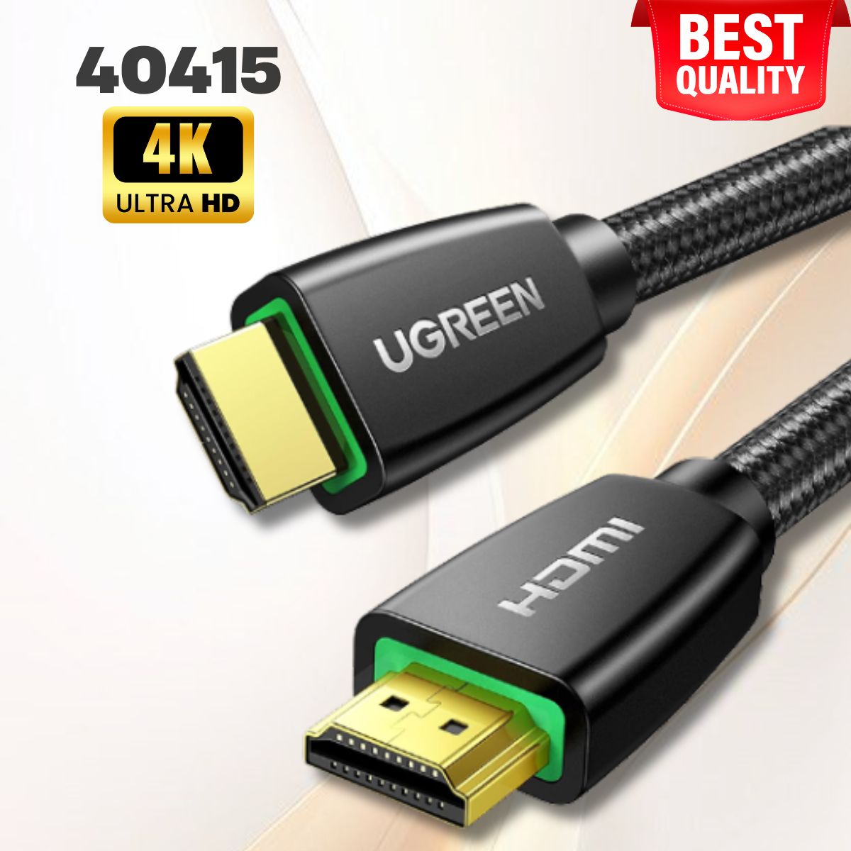 Dây HDMI chuẩn 2.0  Ugreen 40415 dài 12m, Hỗ trợ phân giải 4K Ultra HD, Tốc độ 18 Gb/s, Truyền âm thanh 2 chiều