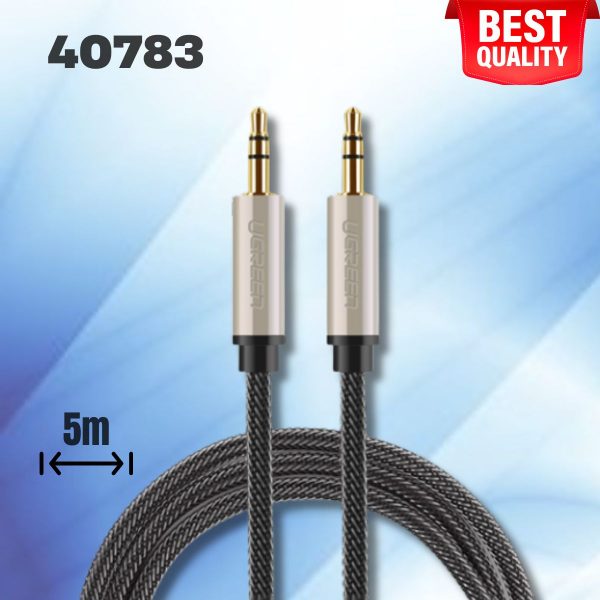 Dây âm thanh 3.5mm Ugreen 40783 Dài 5M, Dẫn truyền âm thanh chất lượng, Tương thích rộng