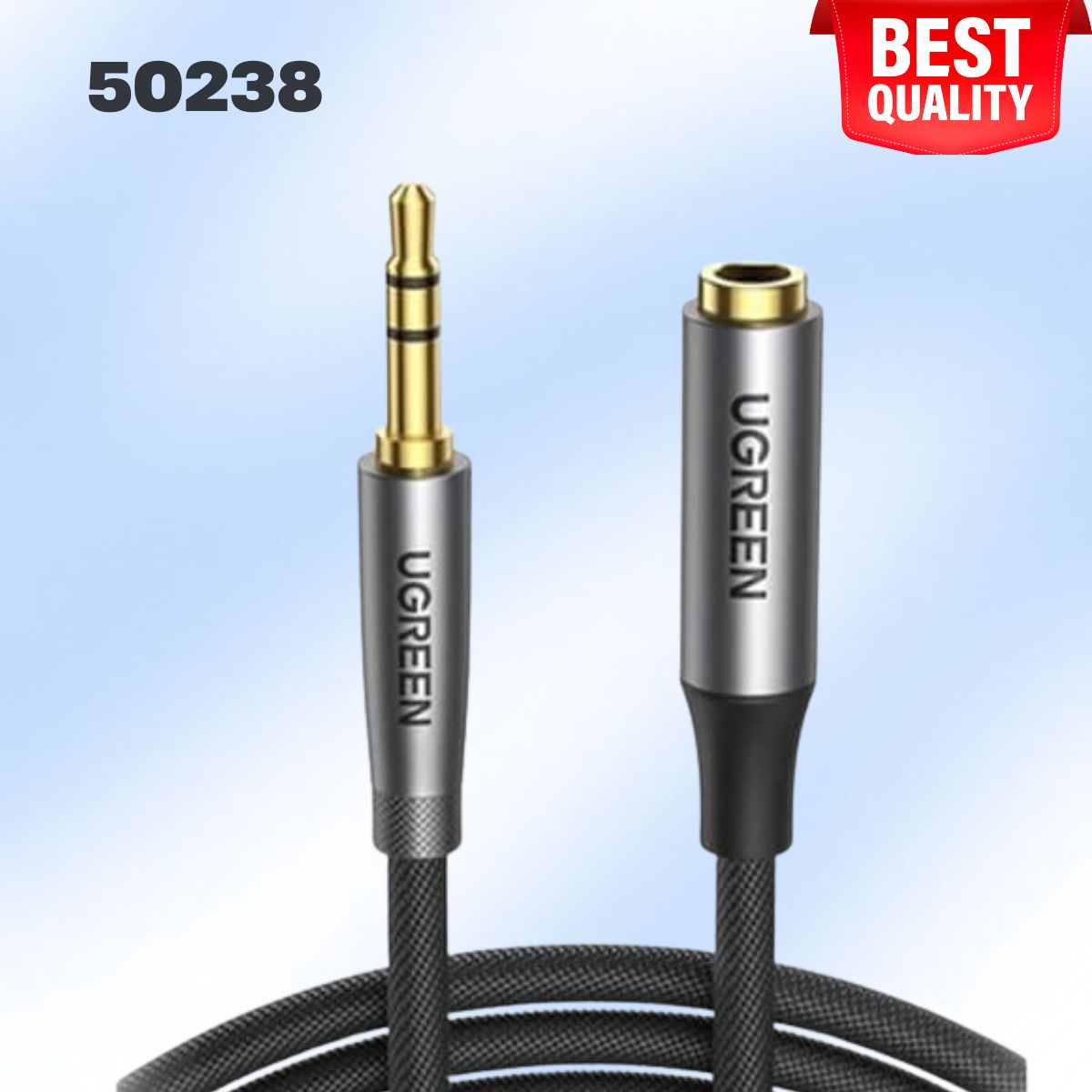 Cáp Audio 3.5mm nối dài 1m Ugreen 50238 Vỏ nhôm, Đầu cắm mạ vàng 24K