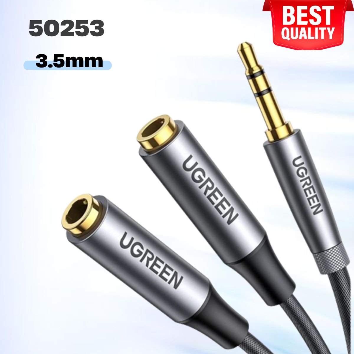 Cáp chia 2 cổng Audio 3.5mm Ugreen 50253 dài 20cm cao cấp