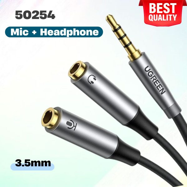 Cáp chia tách Audio 3.5mm Ugreen 50254 1 ra 2 đầu 3.5mm Loa và Mic cao cấp