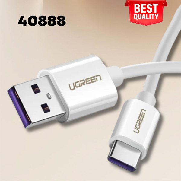 Cáp sạc nhanh USB Type C 5A Super Charger Ugreen 40888 dài 1m, Màu trắng, Công suất 4.5V/5A