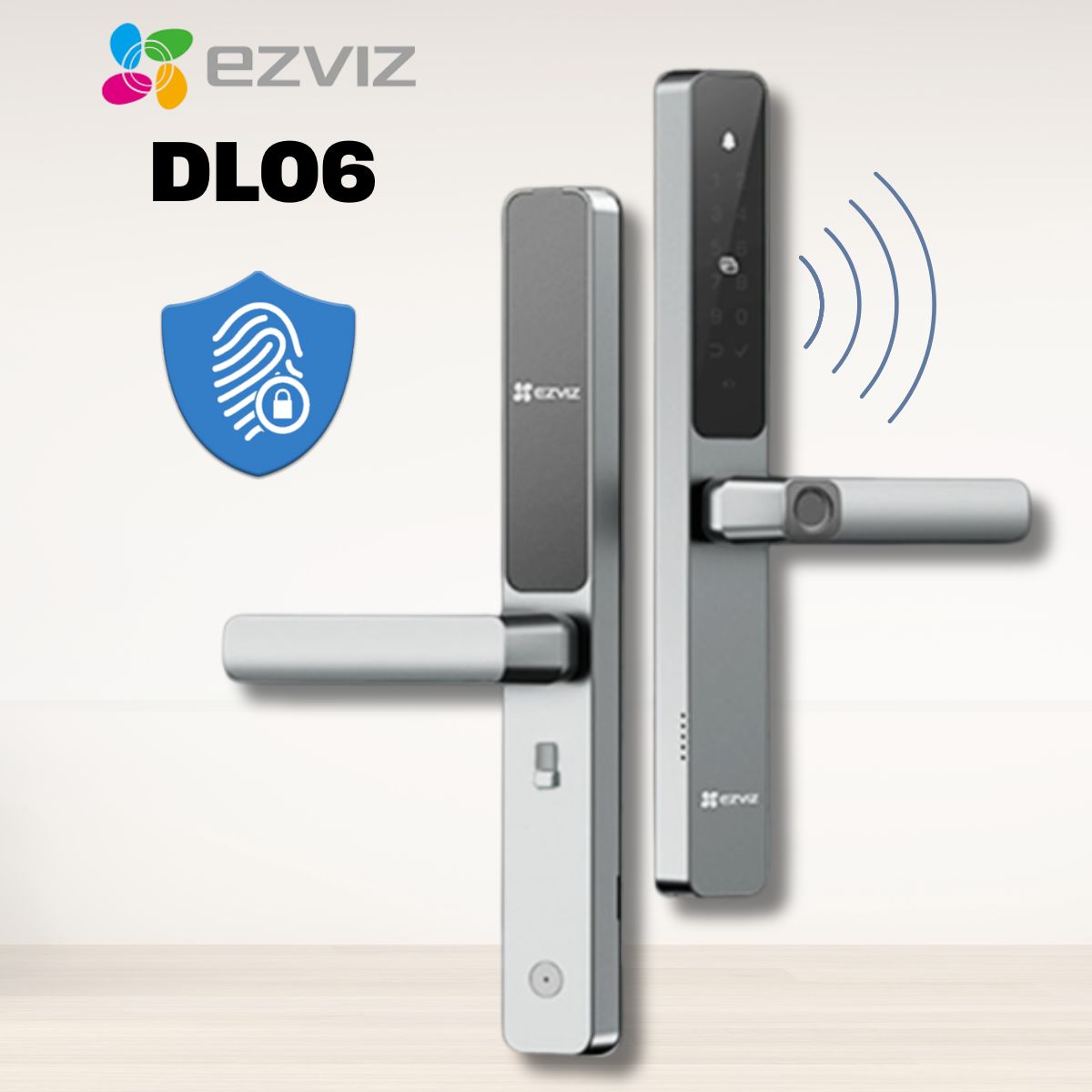 Khóa vân tay cửa nhôm và sắt Ezviz DL06 Hỗ trợ vân tay, mật mã, thẻ từ, chìa khóa cơ, App điều khiển từ xa, Có báo động