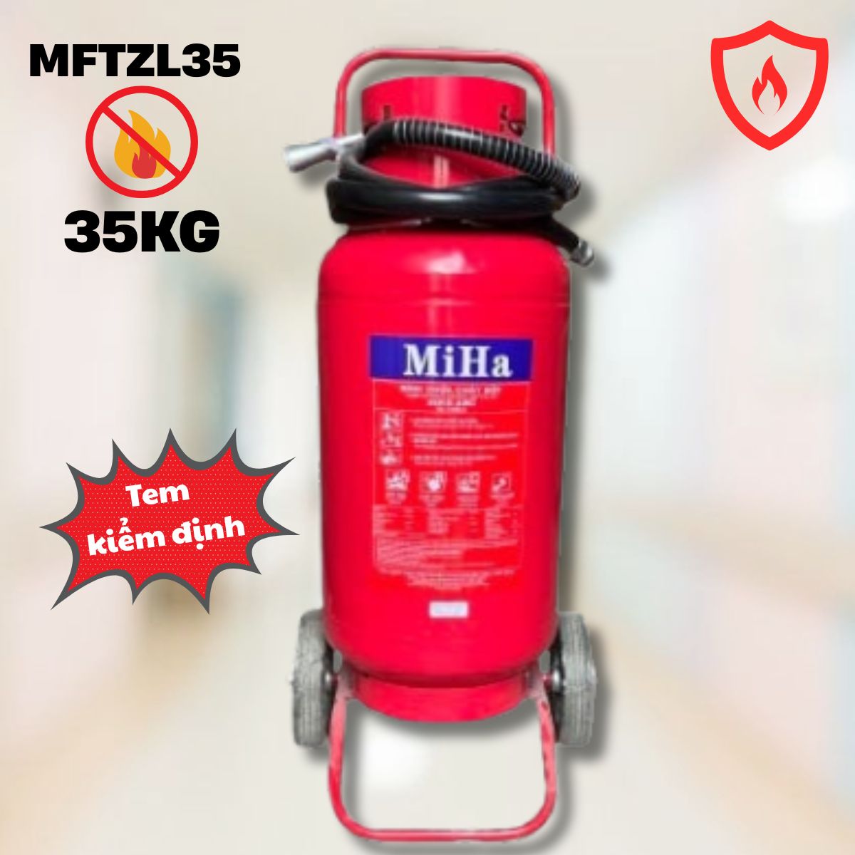 Bình chữa cháy xe đẩy Miha 35kg MFTZL35 Dung tích lớn, Có Kiểm Định