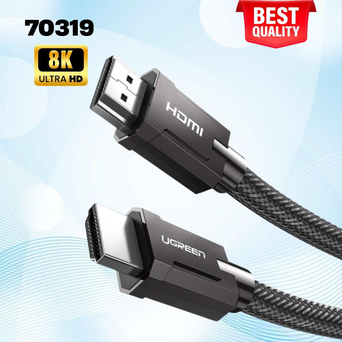 Cáp HDMI 2.1 Ugreen 70319 Màu đen Dài 1M độ phân giải 8K/60Hz