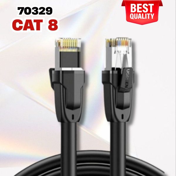 Cáp mạng Ugreen 70329 Cat 8 đúc sẵn 2 đầu S/FTP Dài 2m, Lõi đồng chuyên chất, Chống nhiễu hiệu quả