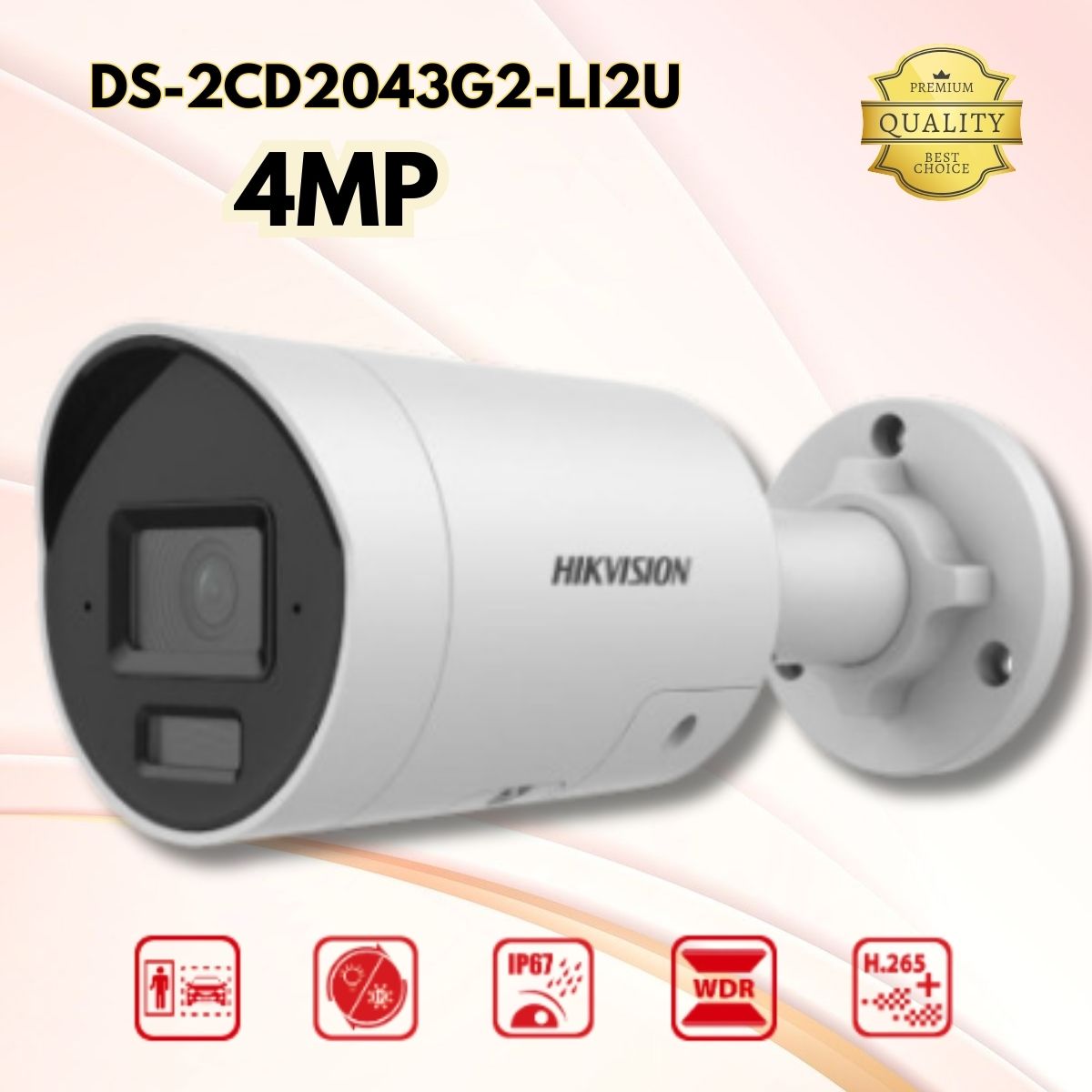 Camera Hikvision DS-2CD2043G2-LI2U 4MP AcuSense nhận diện người & xe chính xác, chống nước IP67