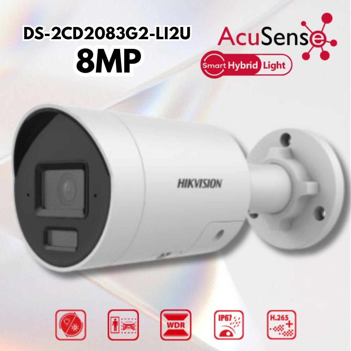 Camera Hikvision DS-2CD2083G2-LI2U 8MP Ultra HD, Smart Hybrid Light + Mic Kép, Chuẩn IP67