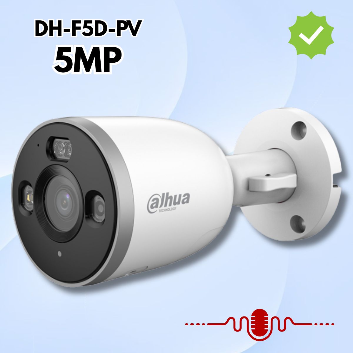 Camera Wifi Dahua DH-F5D-PV 5MP Phân biệt người, Đèn trợ sáng + IR 30m, Loa & mic