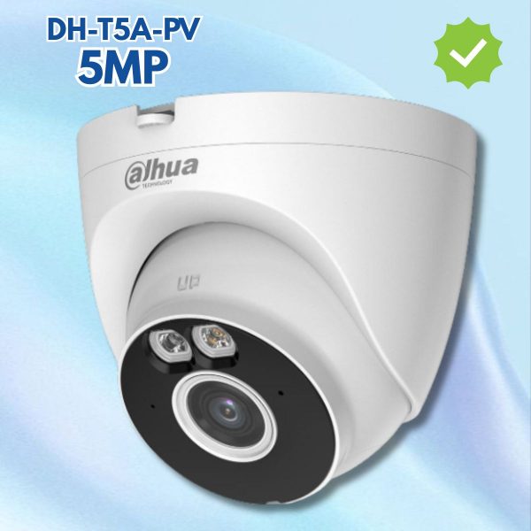Camera Wifi Dahua DH-T5A-PV  Turret 5MP, Wifi 6, Phát hiện người & xe, Đàm thoại 2 chiều, Thẻ nhớ 256GB