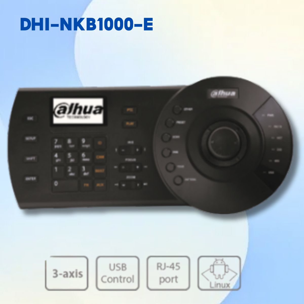 Bàn điều khiển Camera PTZ Dahua DHI-NKB1000-E Tích hợp màn hình, Tương thích DVR/NVR/Speed Dome, Kết Nối RS485, RS422, USB, RS232 & Network