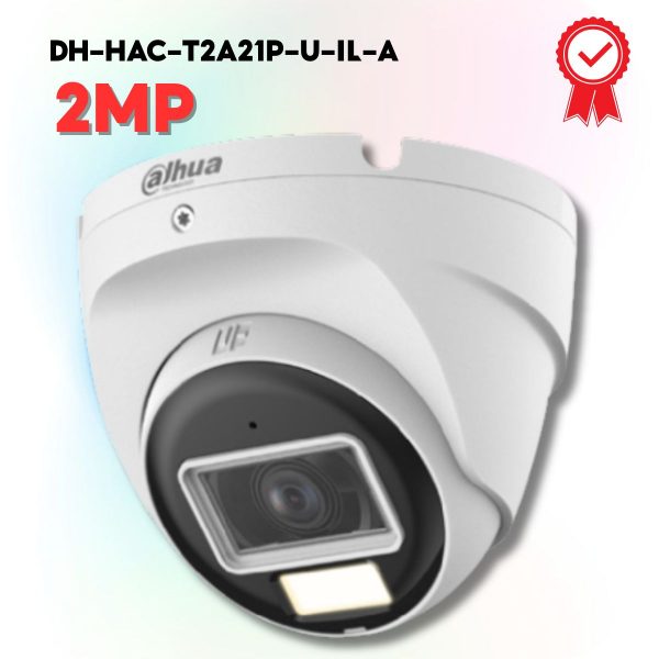Camera Dome Dahua DH-HAC-T2A21P-U-IL-A 2MP 4 in1 (CVI/CVBS/AHD/TVI), Tích hợp mic, IR 30m & Warm Light 20m