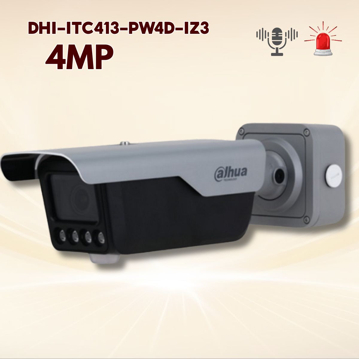 Camera Chụp biển số xe Dahua DHI-ITC413-PW4D-IZ3 Nhận diện chính xác 99%, IR 30m, Tích hợp MIC & LOA, IP67