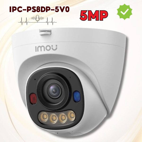 Camera Imou 5MP IPC-PS8DP-5V0 cấp nguồn PoE, Nhận diện người & Xe, Hỗ trợ PoE, Cảnh báo chủ động, Full Color + IR
