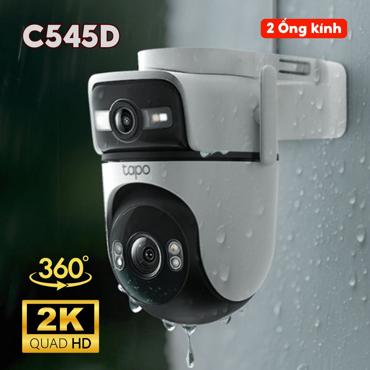Camera ngoài trời 2 ống kính 2K Tapo C545D Xoay quét 360°, Theo dõi chuyển động, Phát hiện người, thú cưng & phương tiện