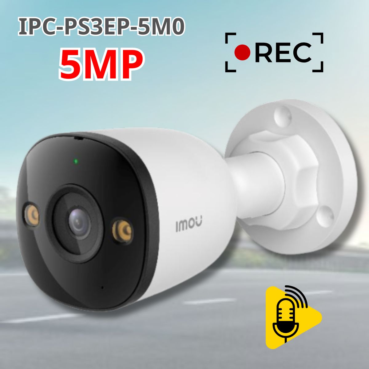 Camera PoE 5MP Imou IPC-PS3EP-5M0 Phát hiện chuyển động, người và xe,  Ống kính Varifocal 2.8mm / 3.6mm, Mic & Loa, IR 30m