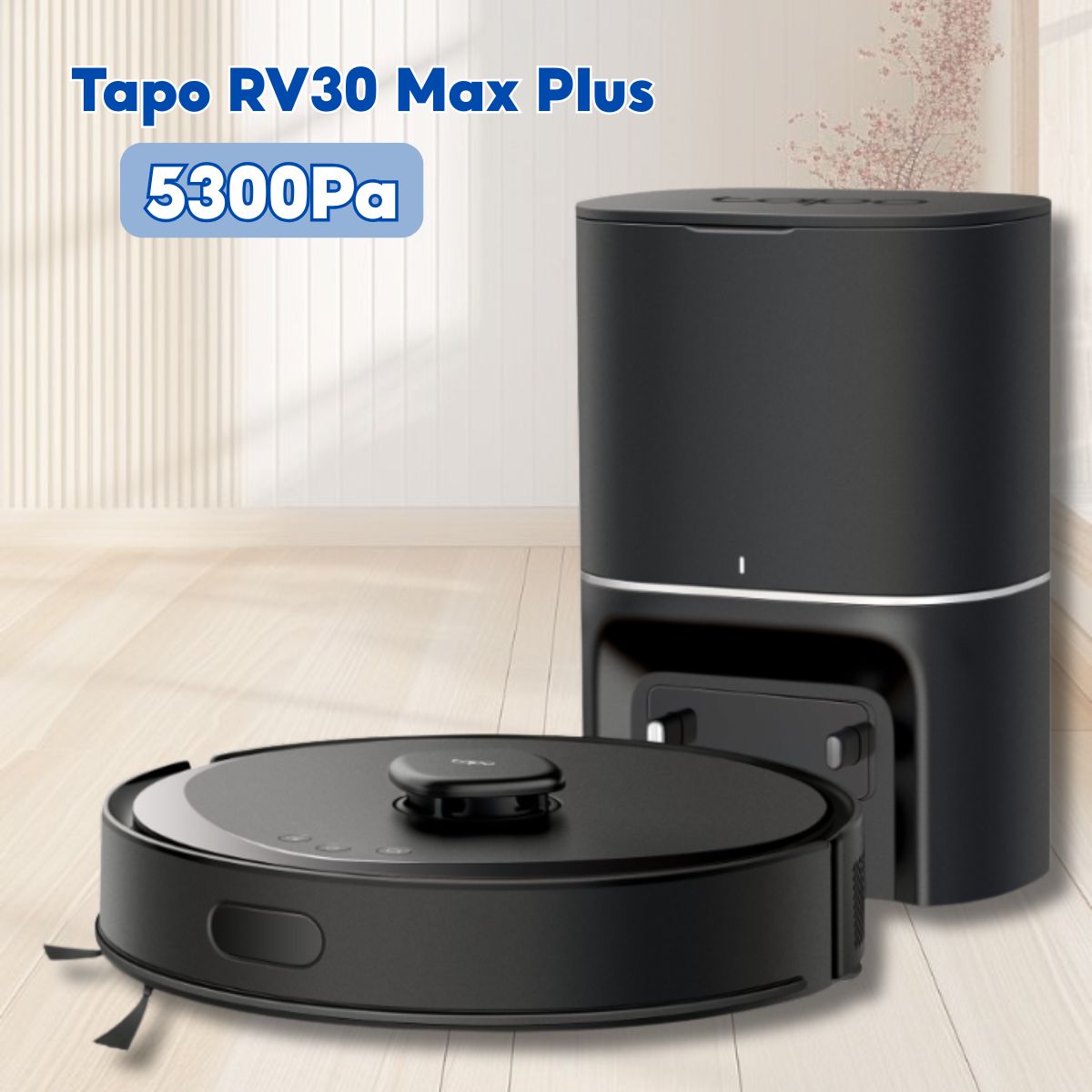 Robot hút bụi lau nhà Tapo RV30 Max Plus Lực hút 5300Pa, Túi bụi 3L Dùng 2 tháng, Điều khiển giọng nói, Dock sạc thông minh