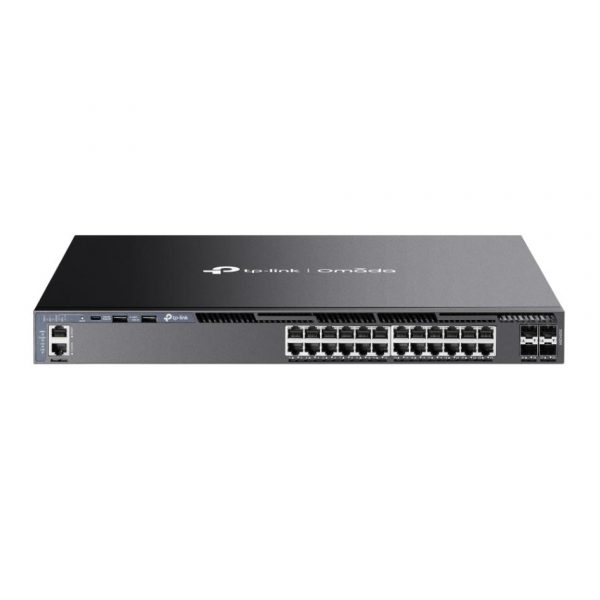 Thiết bị chuyển mạch Managed L3 Omada TP-Link SG6428X 24× Cổng Gigabit RJ45 và 4× Khe Cắm 10 Gbps SFP+, Hỗ Trợ OSPF, VRRP, 2 Nguồn dự phòng Redundant