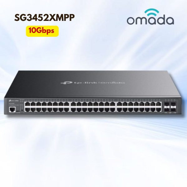 Switch 48 Cổng PoE++ TP-LinkOmada SG3452XMPP 8 Cổng 90W, 40 Cổng PoE+, Công suất PoE 750W, Uplink 10Gbps