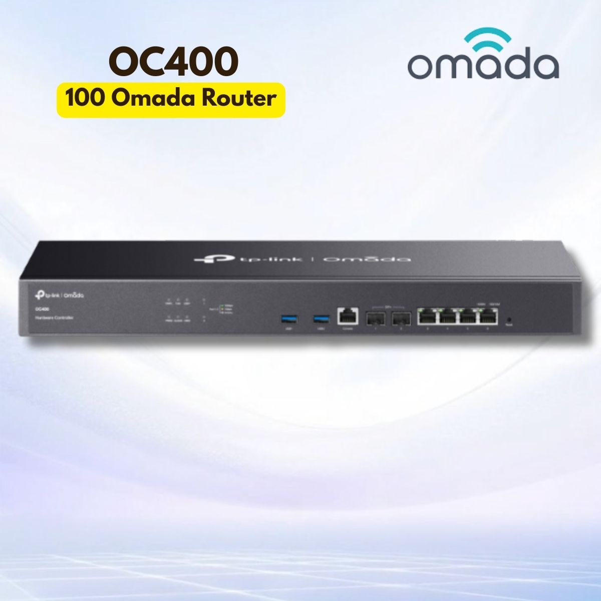 Bộ điều khiển trung tâm Omada OC400 - Quản lý 1300 thiết bị, Cổng 10G SFP+, 2 Khe SFP+ 10Gbps