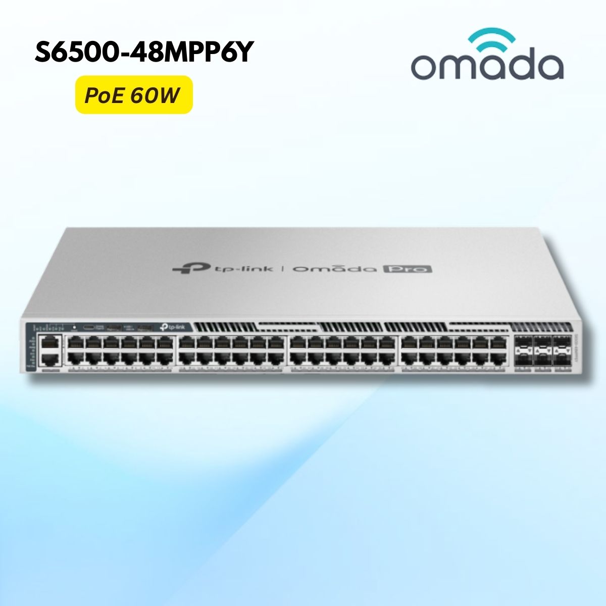 Switch chuyển mạch L3 Omada Pro S6500-48MPP6Y 48 Cổng 2.5G PoE++ 60W & 6 Cổng 25G, Uplink 25G, Hỗ Trợ MACsec