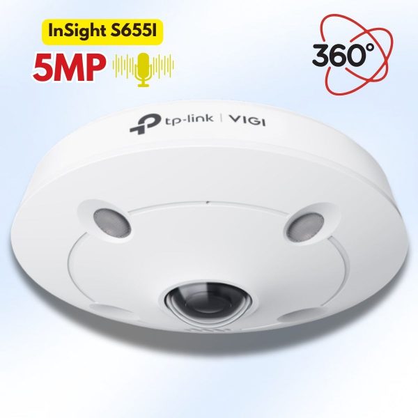 Camera mắt cá hồng ngoại VIGI InSight S655I 5MP, Đàm thoại 2 chiều, Quay quét 360°, Tích hợp ePTZ & AI, IP67, IK10