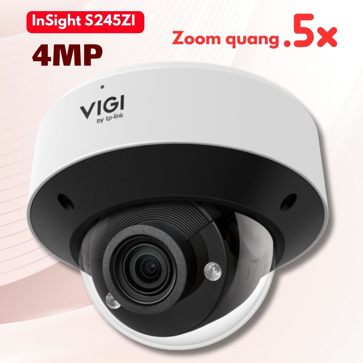 Camera Dome InSight S245ZI 4MP Ống kính Varifocal  2.7mm ~ 13.5mm, Đàm thoại 2 chiều, Zoom quang học 5X, IR 60m