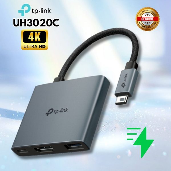 Hub USB-C 3 Trong 1 UH3020C: Xuất Hình 4K@60Hz, Sạc Nhanh 100W, Truyền Dữ Liệu SuperSpeed 5 Gbps