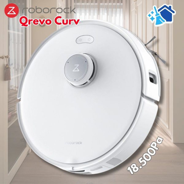 Máy hút bụi lau nhà Roborock Qrevo Curv, Lực Hút 18.500Pa, Khung Nâng AdaptiLift, Công Nghệ FlexiArm & Lau Sát Mép