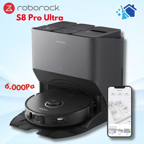 Robot rảnh tay Roborock S8 Pro Ultra, Điều khiển bằng giọng nói, Tự Đổ Rác, Giặt & Sấy Khô Giẻ, Trạm sạc 6 trong 1, Lau giẻ