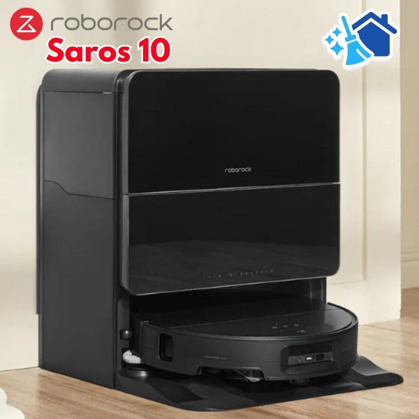 Robot tự động dọn nhà Roborock Saros 10 Lực Hút 22.000Pa, Giặt Giẻ Nước Nóng 80°C, Lau Rung VibraRise 4.0, Chổi lau xoay chống rối, Lau xoay giẻ